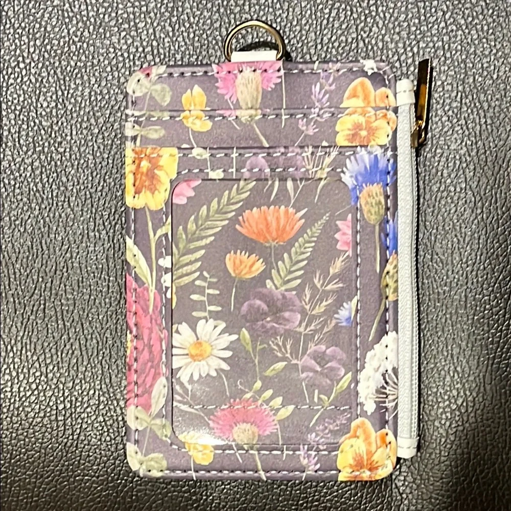 NWOT Floral Card Wallet with Zipper Coin Pouch